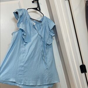 ANDREE BY UNIT Sky Blue Ruffled Blouse